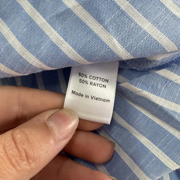 Evereve Dress Womens Small Blue White Striped Maisy Tie Waist‎ Button Down New - Picture 6 of 9